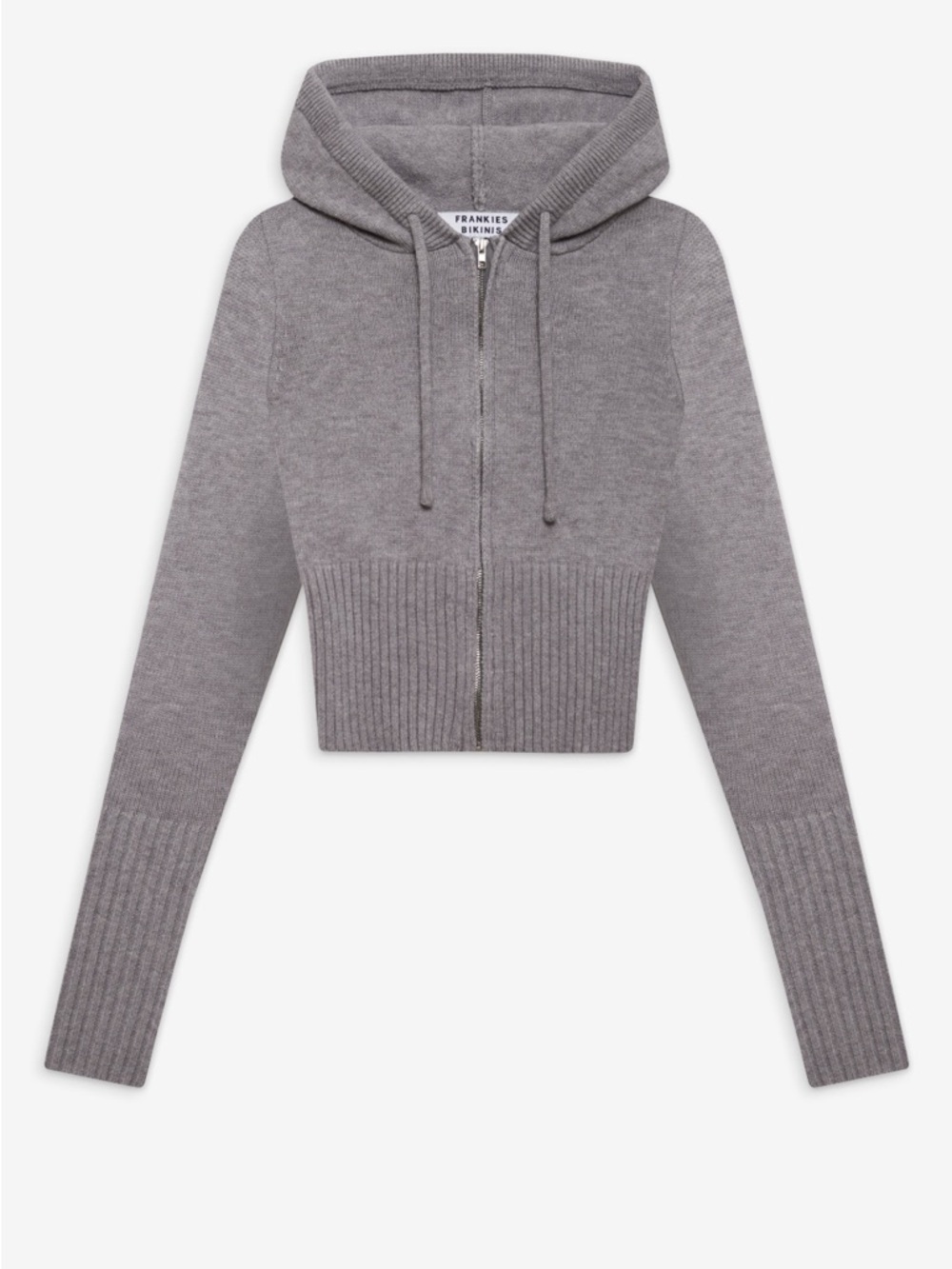Frankie’s Bikinis Heather Gray Zip Front Knit Hoodie - Picture 2 of 6